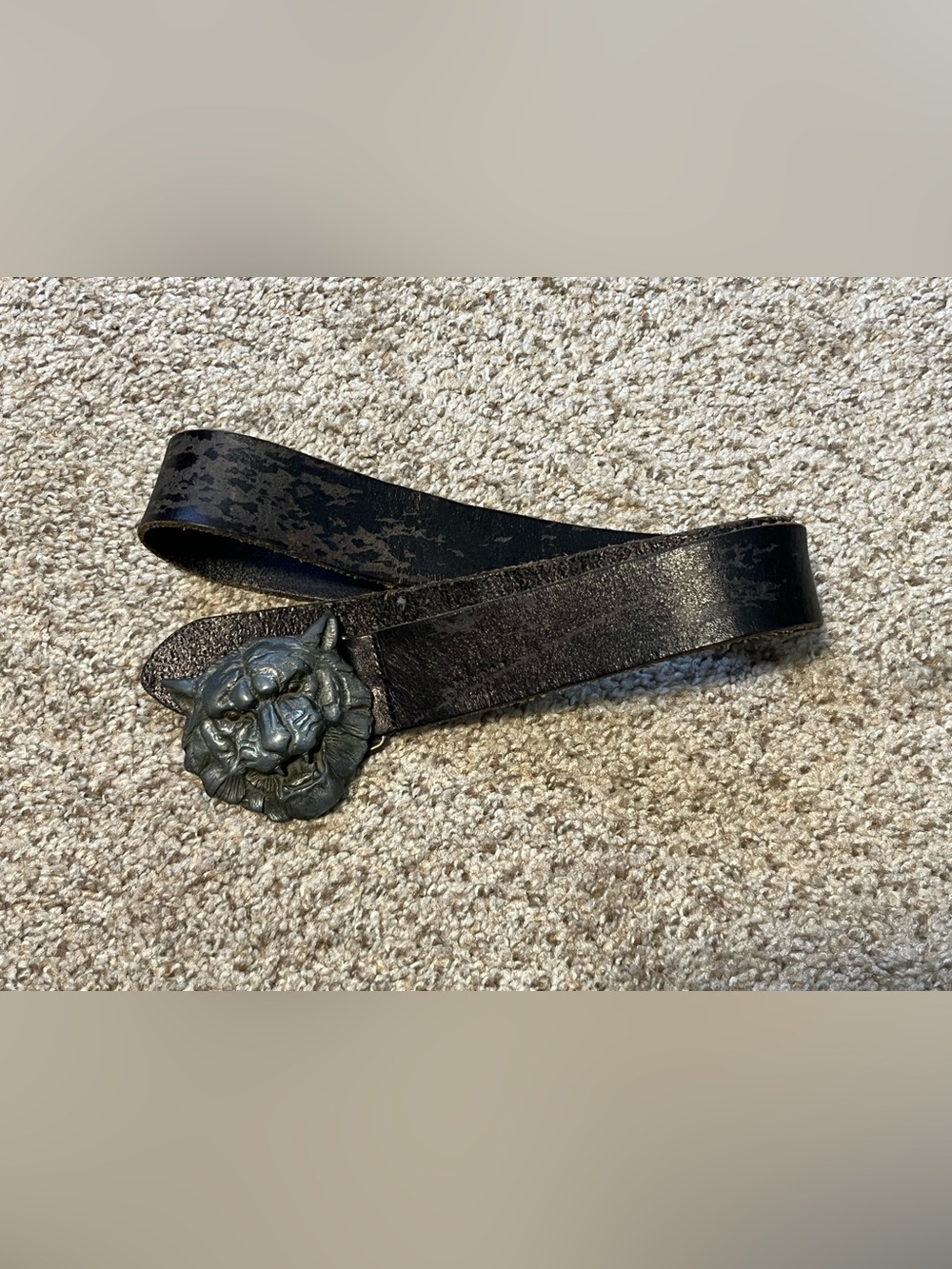 Rare Diesel Tiger Head Leather Belt Made in Italy FC Diesel Pradesh